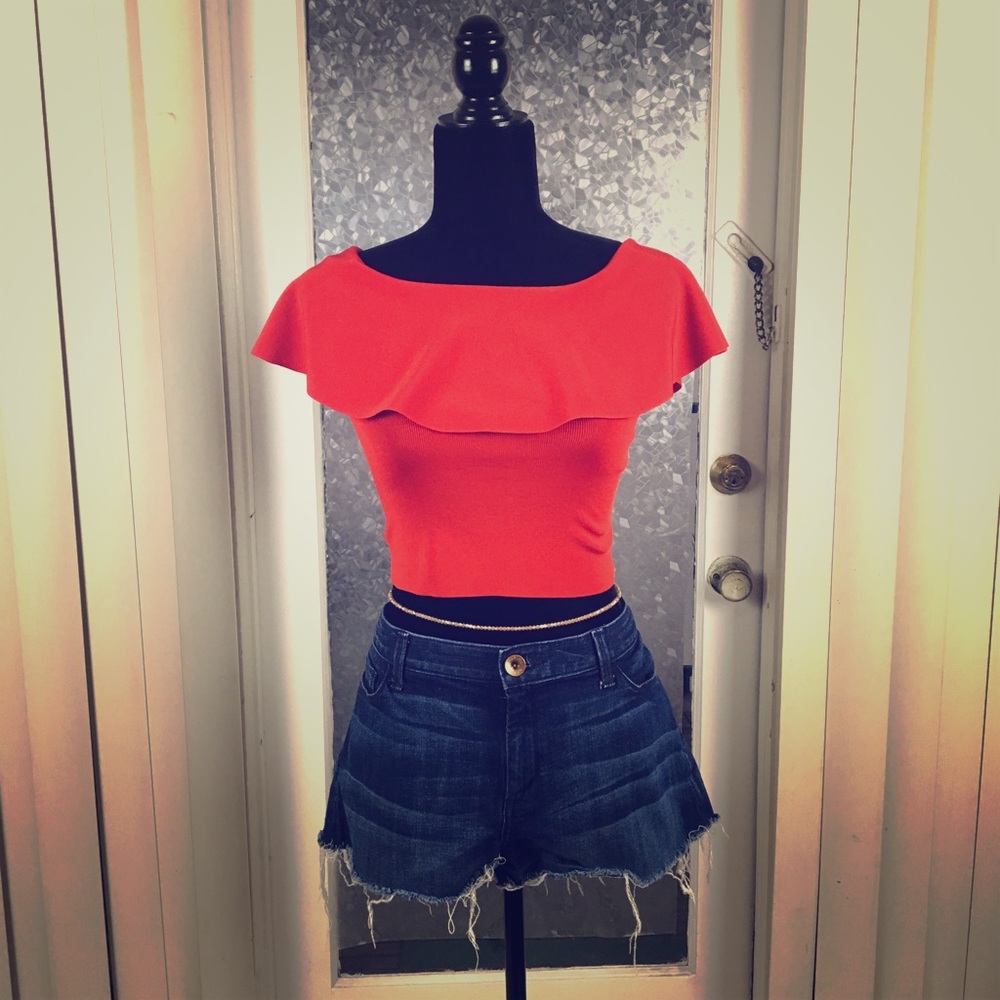 Zara Knit Orange Crop Top Size S